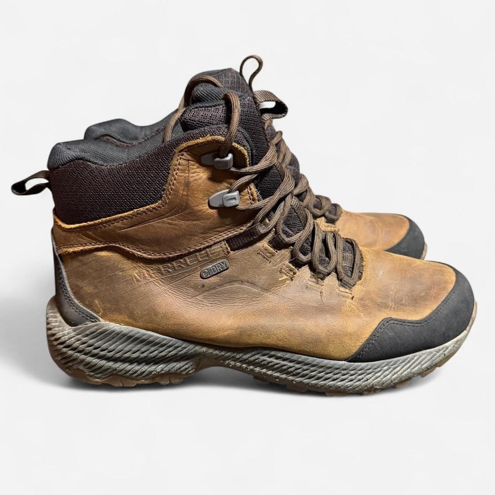 Merrell Forestbound Mid Waterproof Brown Leather Outdoor Hiking Boots Size 8.5
